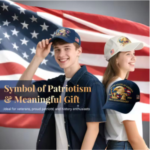 Baseball Cap USA 250th Anniversary Eagle Print Hat Washed Cotton Trucker Unisex gallery