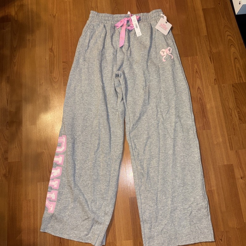 PINK x LoveShackFancy Limited Edition Grey Wide-Leg Sweatpants ~ S SHORT ~ NWT