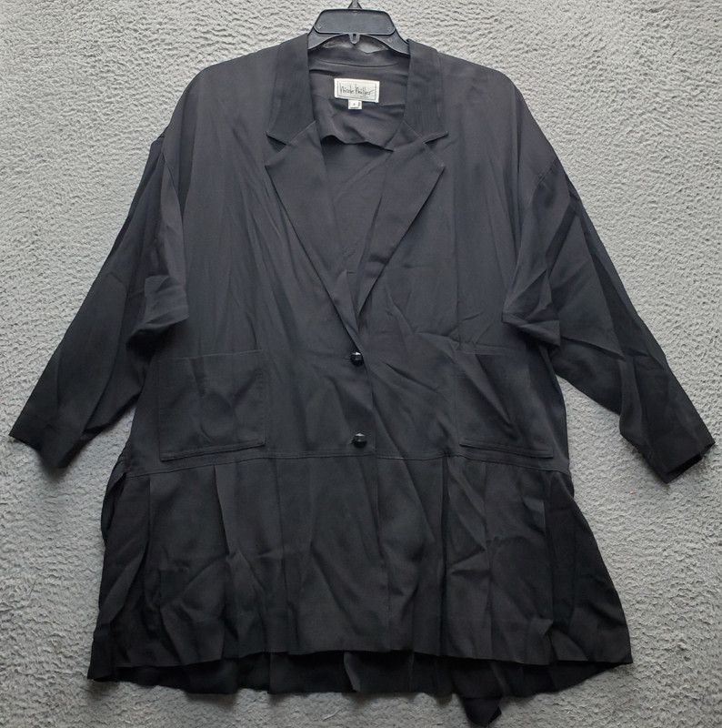 Nicole Miller Coat Womens 4 Black Classic Notch Lapel Single Breasted Tie Waist