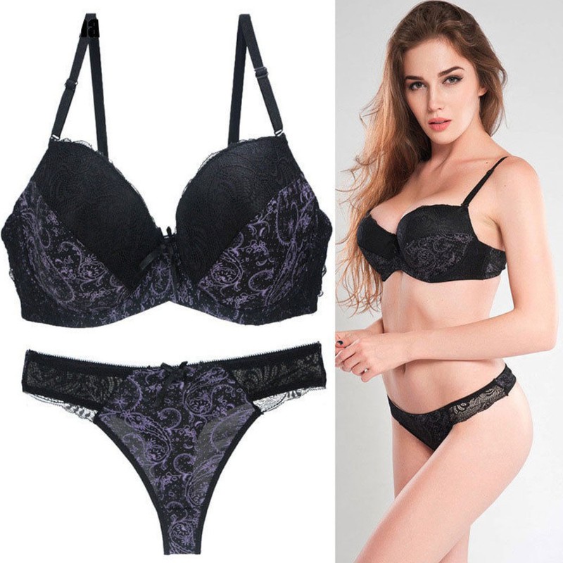 UK Ladies Sexy-Lingerie and Thong set Push Up Bra+Panties Set Bralette Brassiere