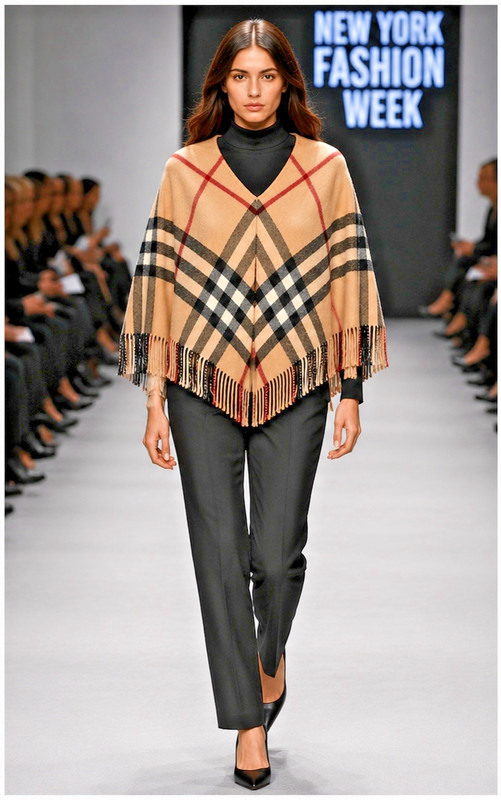 Burberry Wool Cashmere Shawl Poncho Cape Beige Black Red White Nova Check gallery