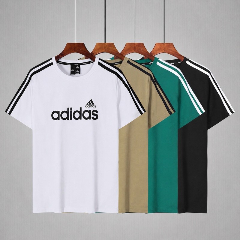 Adidas Big Letter Logo 3-Stripes 180G Sorona Crew T-Shirt Men L-4XL 4 Colors