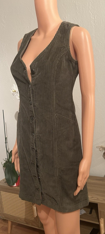 Levi’s Brown Corduroy Mini Dress Slim Fit V-Neck Button Front Sleeveless XS