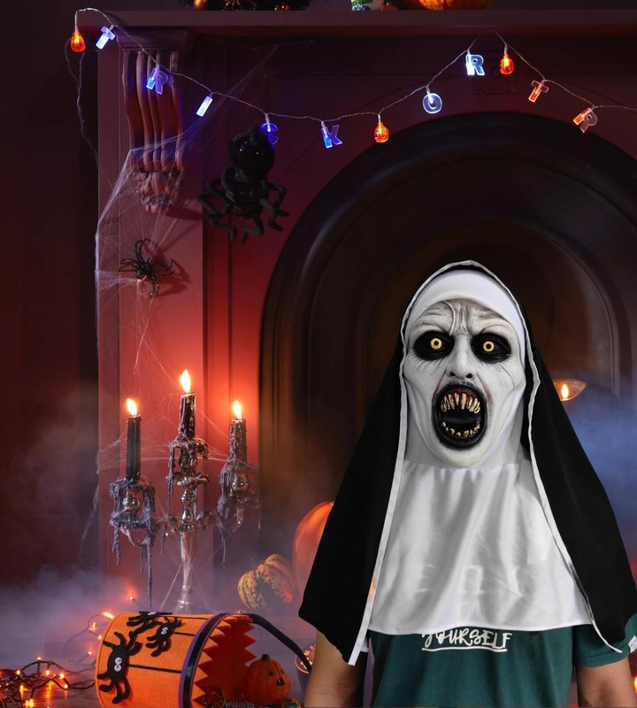 Scary Cosplay The Nun Full Face Halloween Mask Costume Horror Creepy Party Props gallery