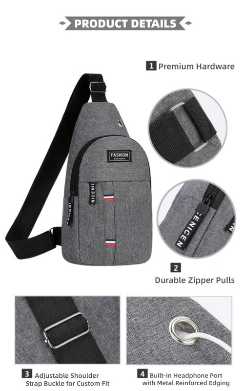 Men’s Canvas Crossbody Sling Bag Shoulder Backpack Casual Travel Chest Pack US gallery