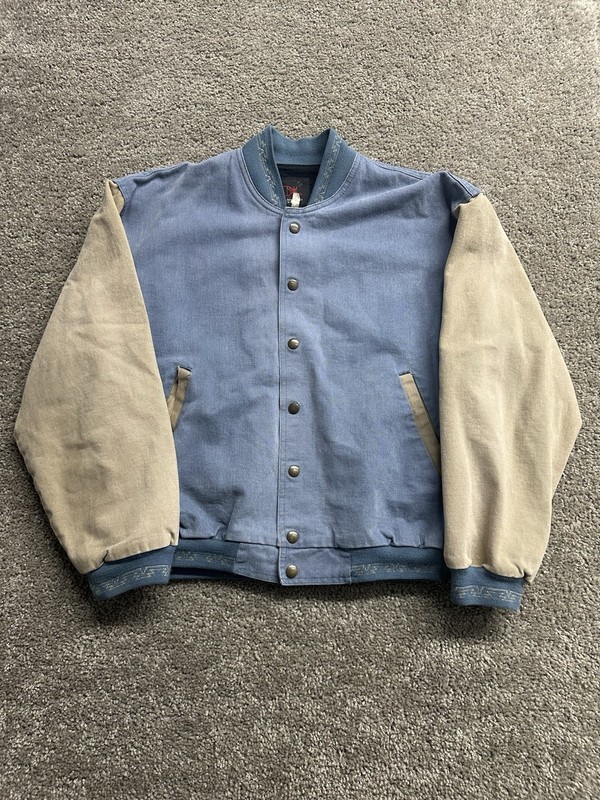 Vintage Kyta Make Co Jacket Men’s M Blue Fleece Lined Button Up Aztec Work Coat