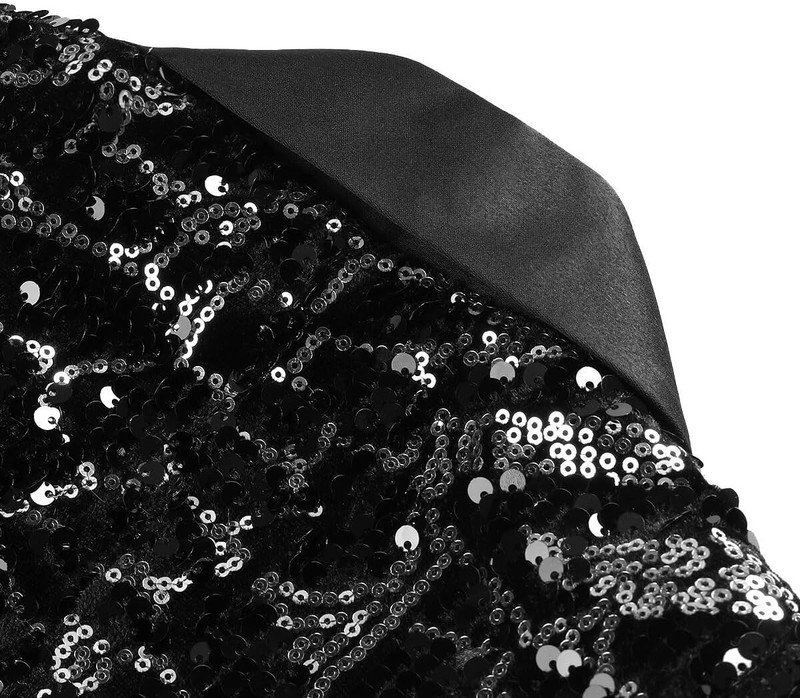 Mens One Button Sequin Blazer Party Festival Tuxedo Jacket Slim Fit Coat gallery