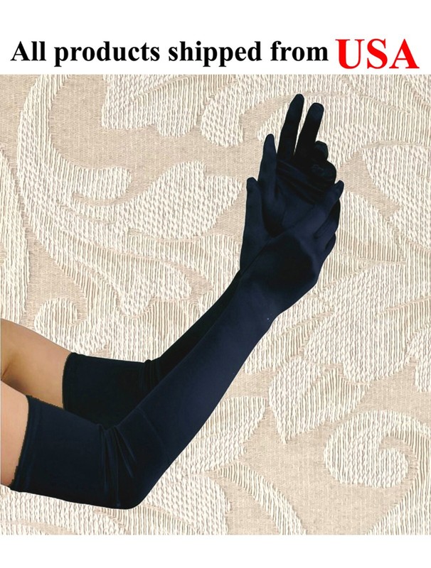 Top Quality 23″ Midnight Navy Blue Long Satin Halloween Costume Opera Gloves