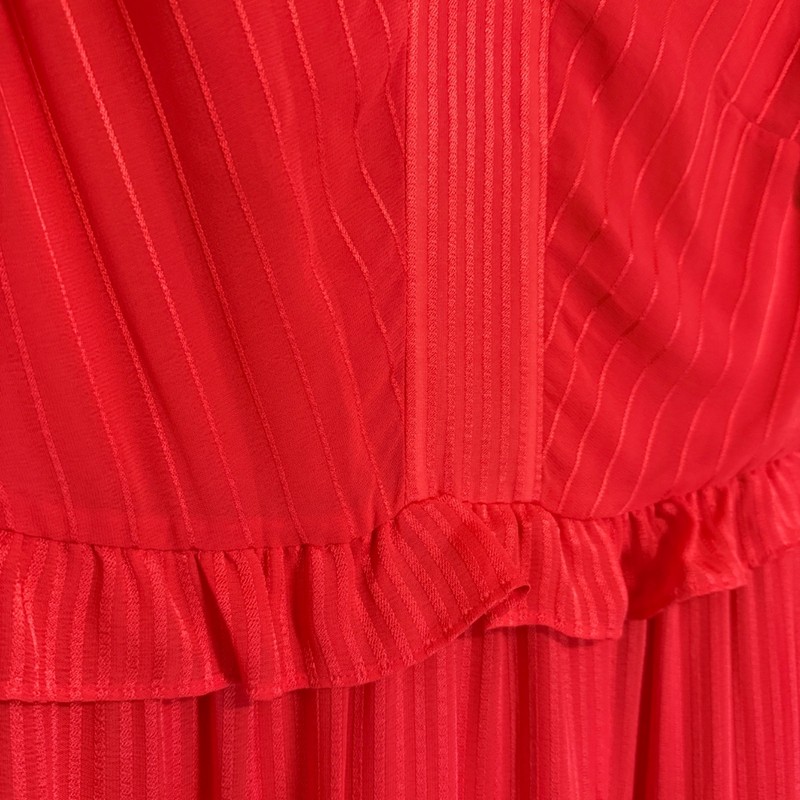 Ted Baker London Tiliana Coral Red Ruffle Tiered Midi Dress Size 3 gallery