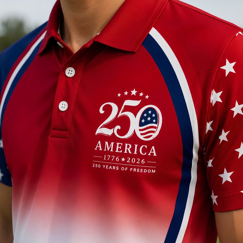 Gradient 250 Years Of Freedom Patriotic Golf Shirt, 4th Of July Golf Pol (S-5XL) gallery