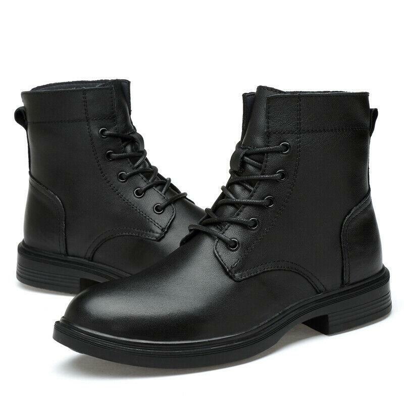 Men’s Leather Ankle Boots Casual Shoes Lace Up Round Toe Formal Oversize Retro