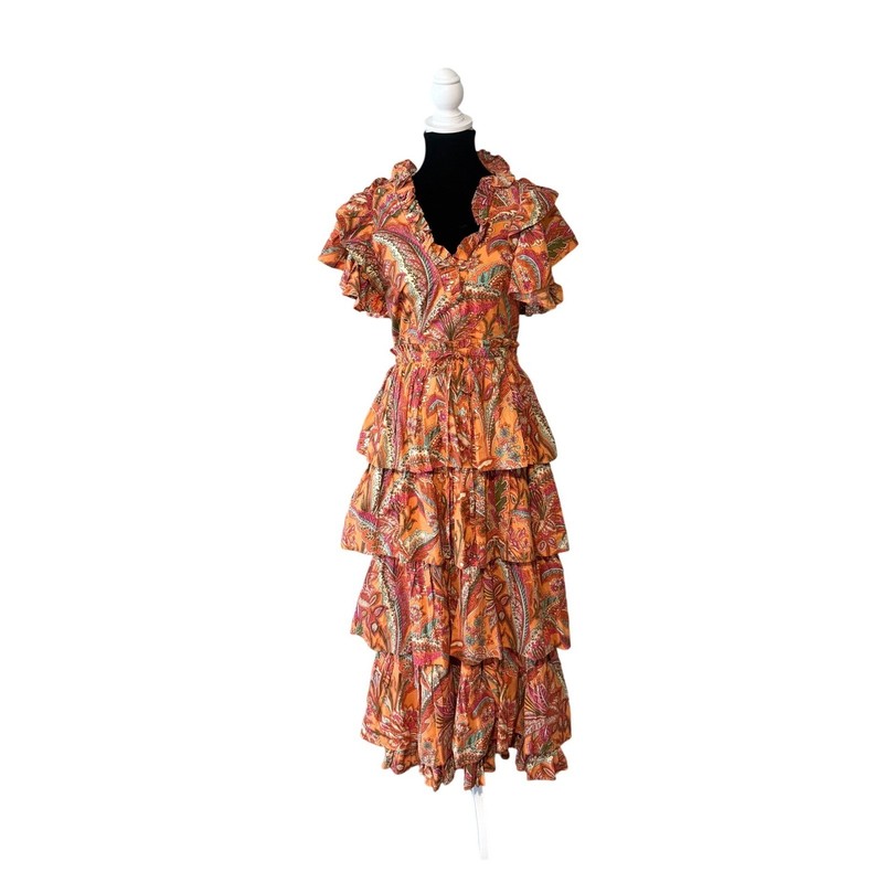 Love The Label Carmella Coral Paisley Tiered Maxi DressNWT Med Cottagecore/Boho