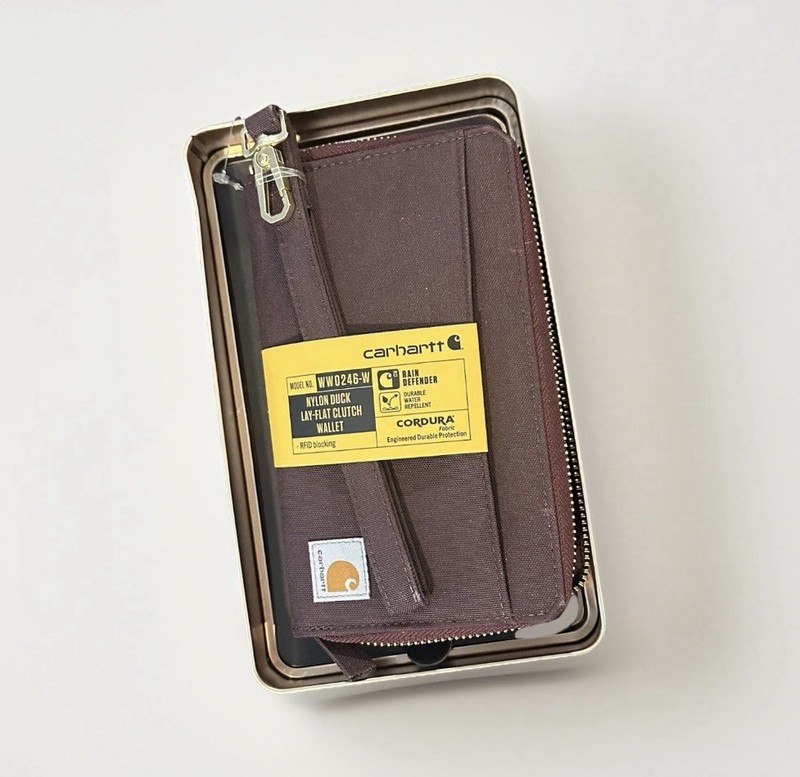 Carhartt Casual Canvas Wallet for Women Nylon Duck Lay-Flat Clutch Deep Wine