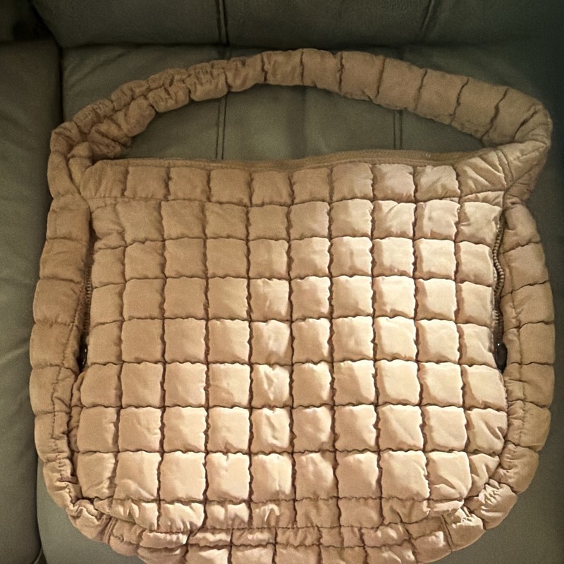 Street Level Beige Shoulder Bag with Zip Closure, Inner Pockets, Gold Hardware