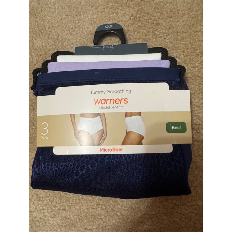 Warners 3-Pack Microfiber Briefs in Navy, Lavender, White