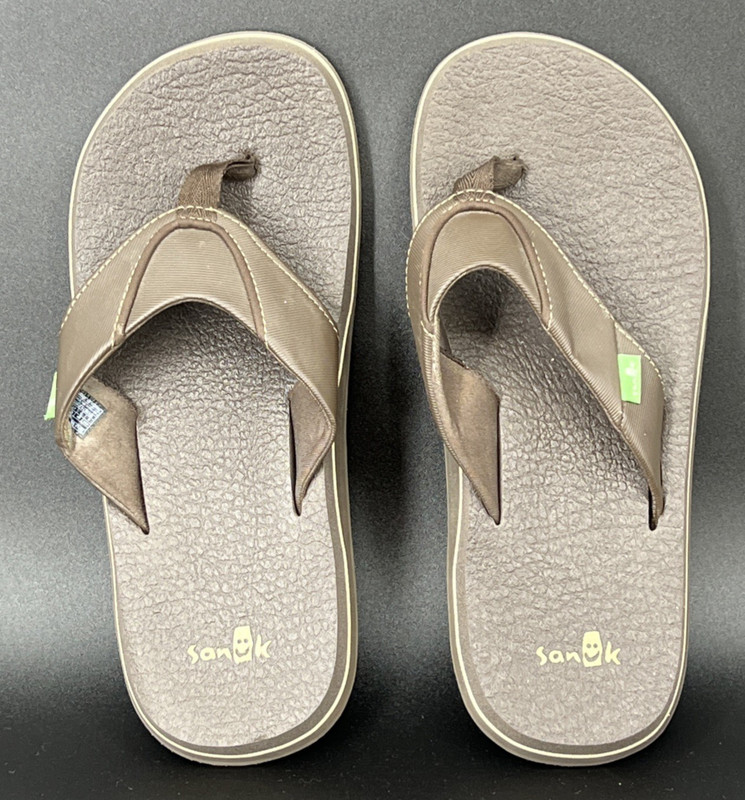 Sanuk Brown Flip Flops Mens Size 8 SMS2839C Beer Cozy Thong Sandals (HH)