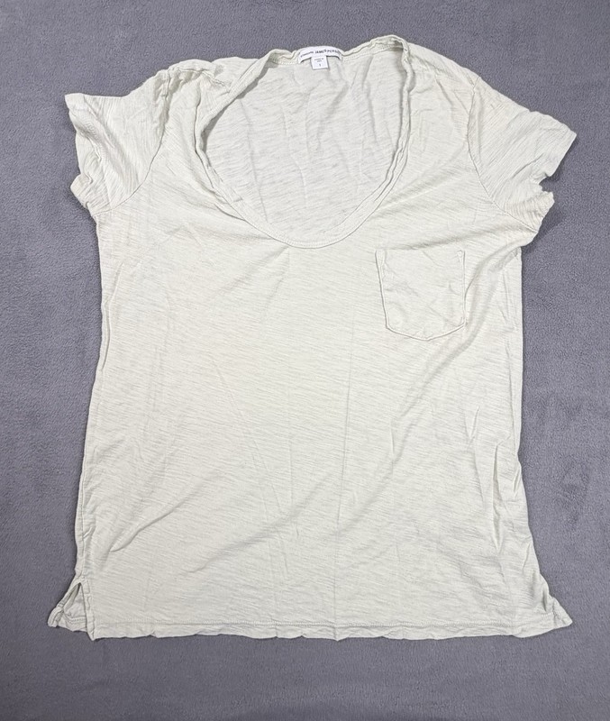 James Perse Slub Cotton Shirt Womens 1 Small Green Lightweight Outdoor Classic