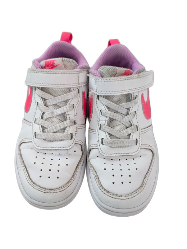 Nike Girls Low Top Sneakers White Pink Size US 13C Hook & Loop Casual Shoes