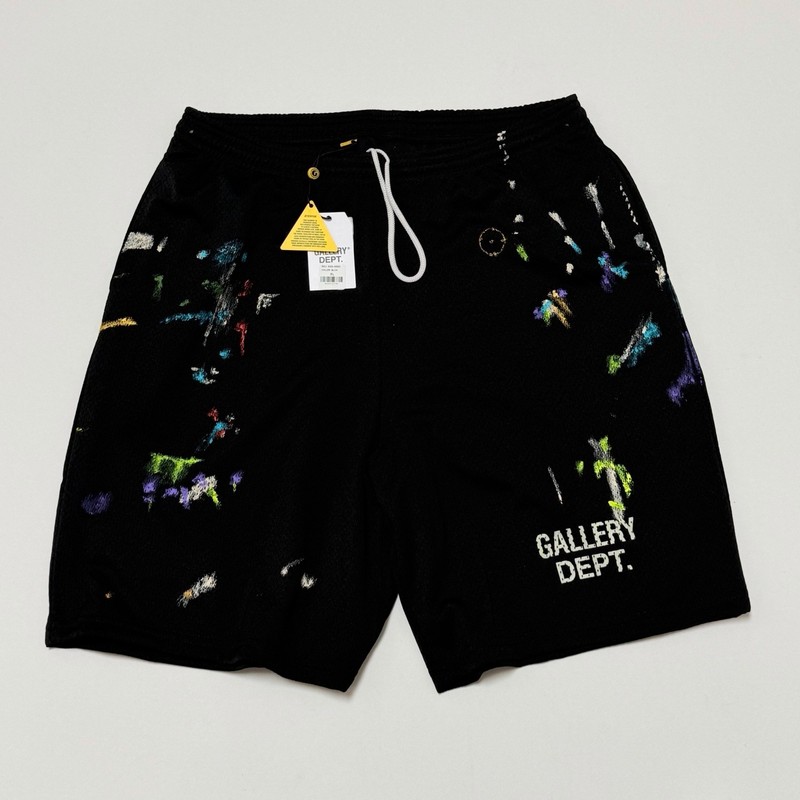 Gallery Dept Paint Splatter Logo Graphic Shorts Black Size M 100% Authentic Men