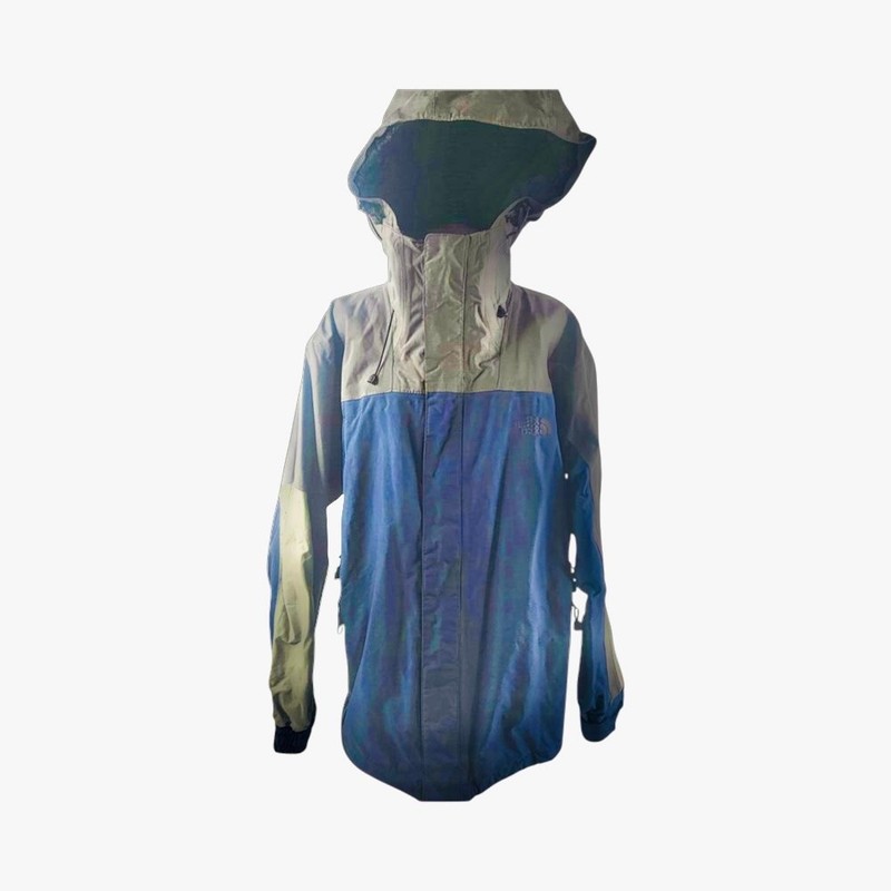 The North Face HyVent Hooded Jacket Blue Gray Waterproof Shell Mens L