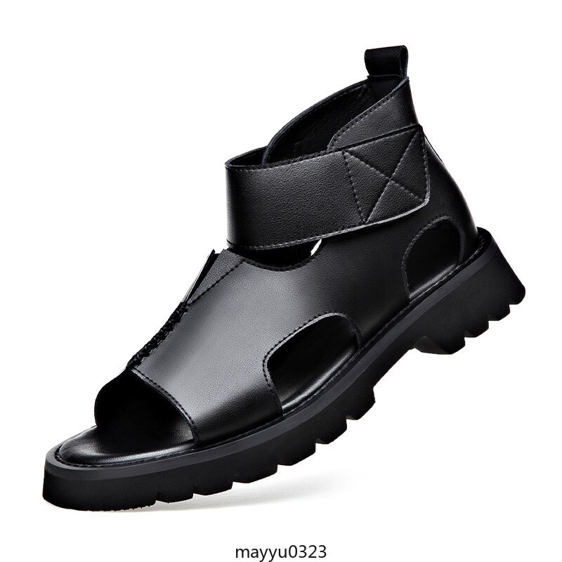 Men’s High Top Roma Open Toe Sport Sandals Hollow Out Boots Leather Shoes Beach