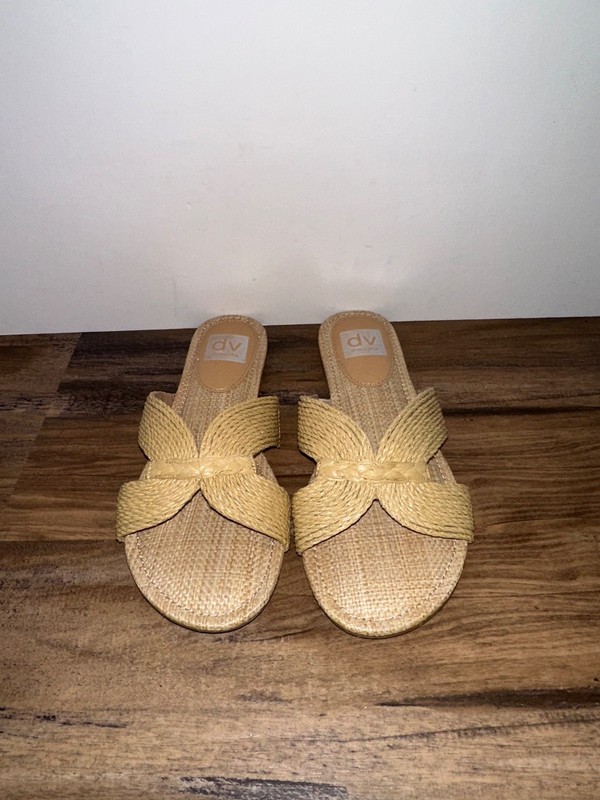 Dolce vita Tan woven braided slide mules