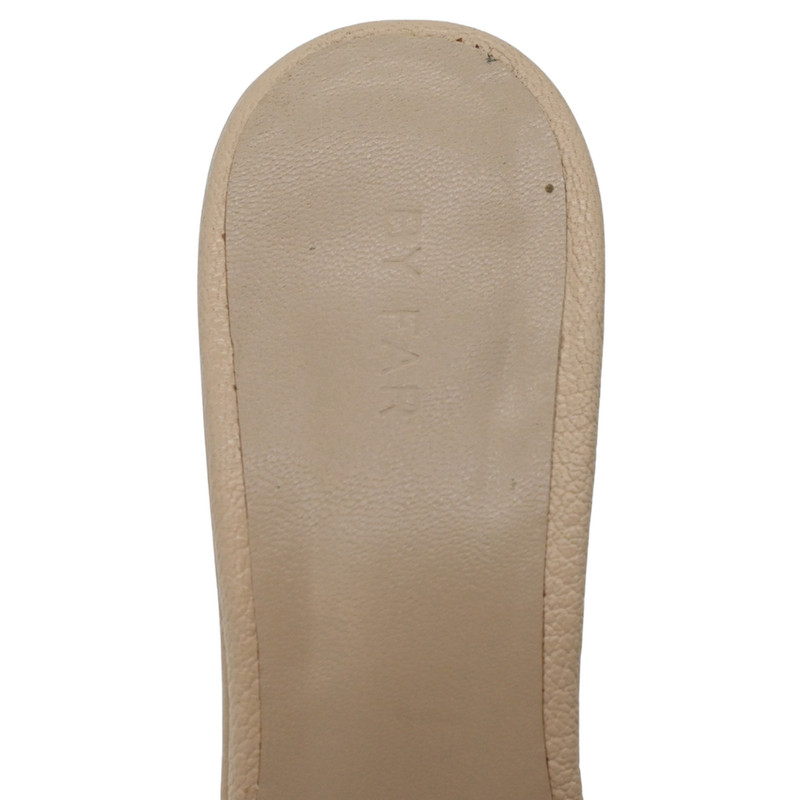 BY FAR | Nude Mora Leather Heel Mules Size 39 gallery