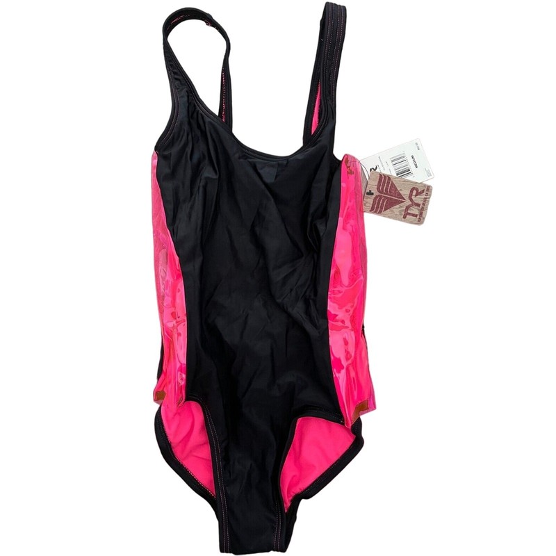 TYR Paparazzi Side Plastic Mailot Sheer Neon Retro Black Pink Size Medium – $66