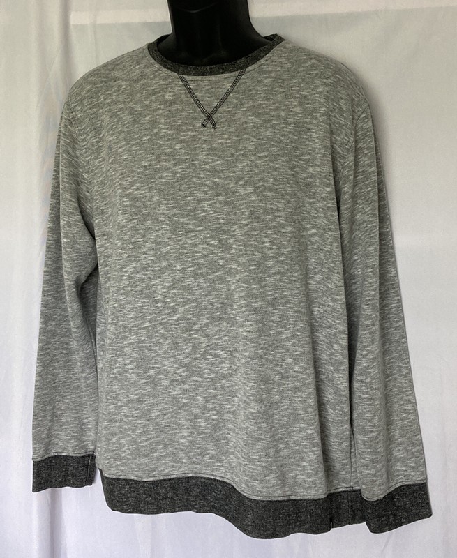 Ocean Current Long Sleeve Mens Sweatshirt Gray Large Orange Shoulder Piping