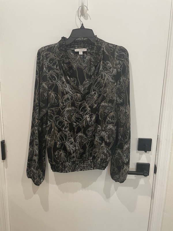 Allison Joy floral popover blouse – elastic hem – Size Large – Retail $78