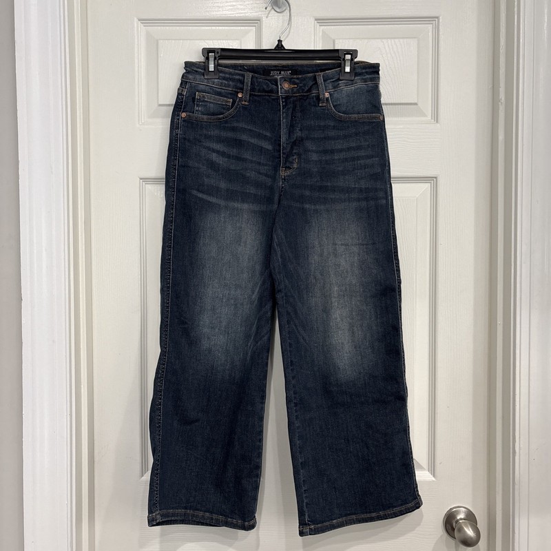 Judy Blue Distressed Jeans Women’s Blue Denim Dark Wash Wide Leg Pockets 7 / 28