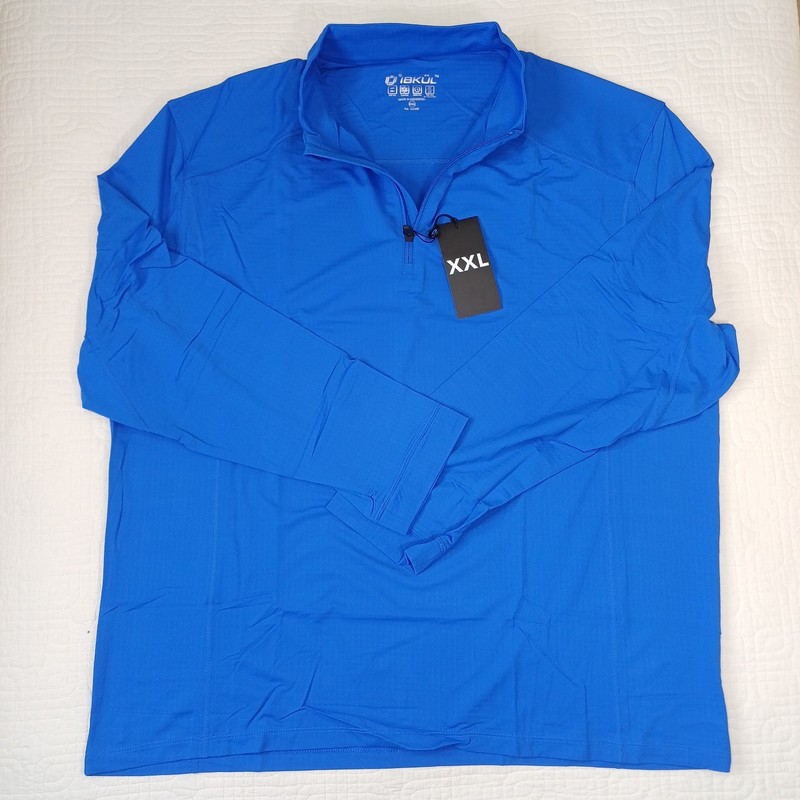 IBKUL XXL Royal Blue 1/4 Zip Pullover UPF 50+ Quick Dry Golf Top Stretch Men New