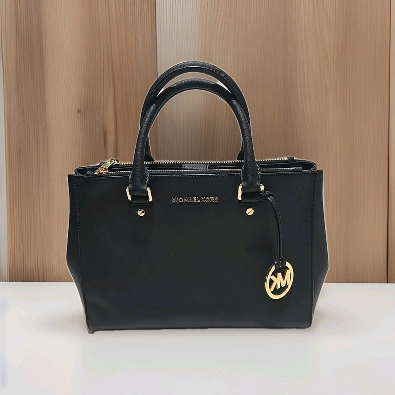 Michael Kors Black Leather Medium Sutton Tote