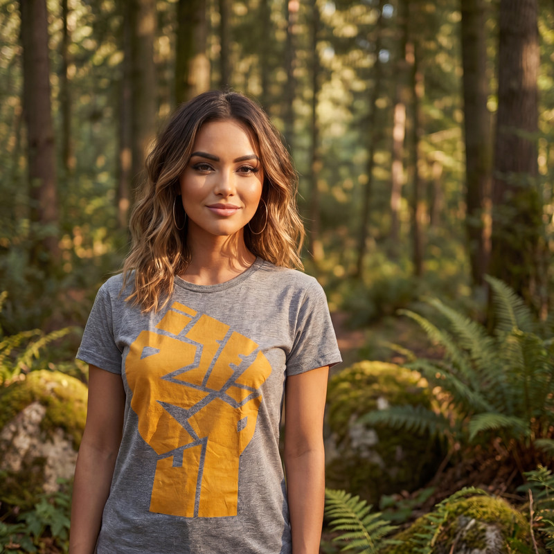 Rise Up! Fist Painted Tee: 100% Organic Cotton T Shirt for Women: XL