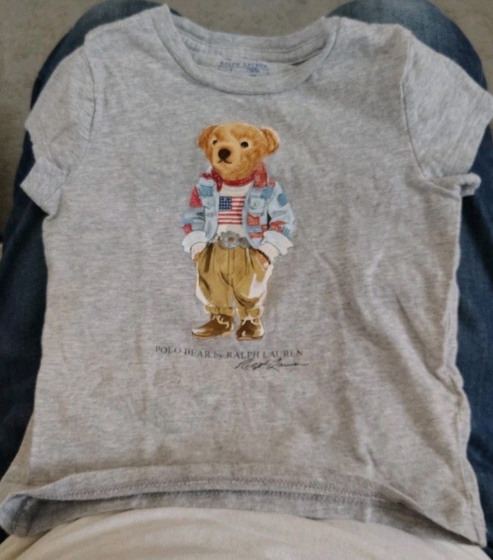 Polo Ralph Lauren T Shirt Toddler Kids SIZE 4 110/56 Gray Bear PLEASE READ