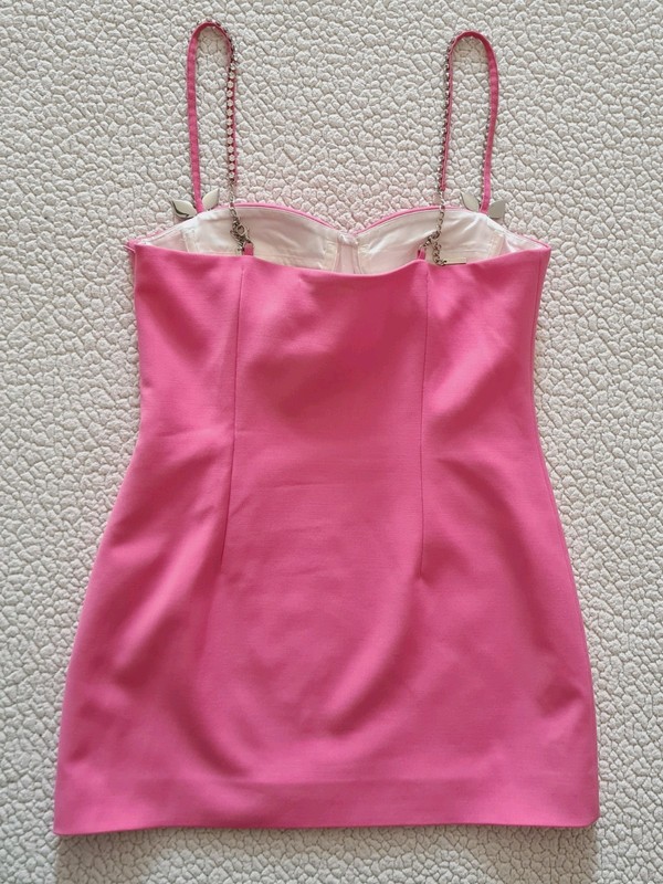 AREA Butterfly Virgin Wool Crystal Embellished Mini Dress Rose Sz 10 Org $1,295 gallery