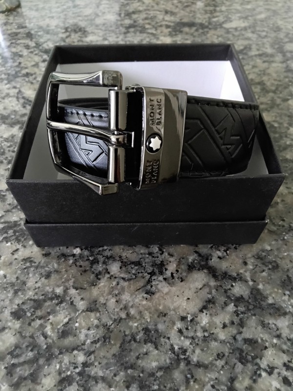 Montblanc 35mm Reversible Black/Chrome Leather Belt Men’s