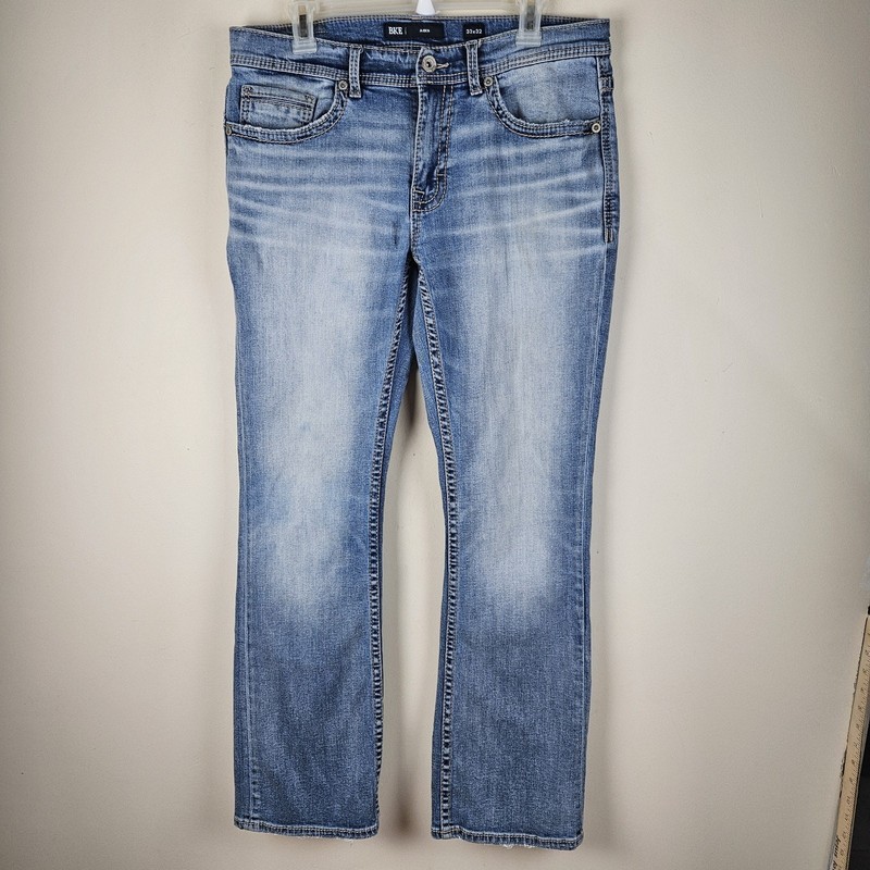 BKE Aiden Jeans Men’s 33 x 32 Blue Denim Bootcut Straight Embroidered Western