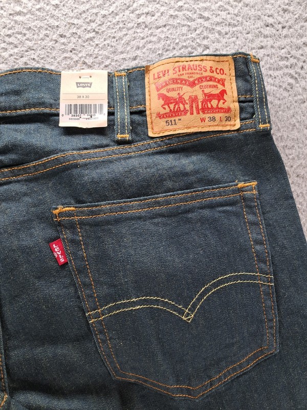 Levis 511 Slim Fit Jeans Mens 38x30 Blue Dark Wash Rinsed Playa Stretch NEW NWT gallery