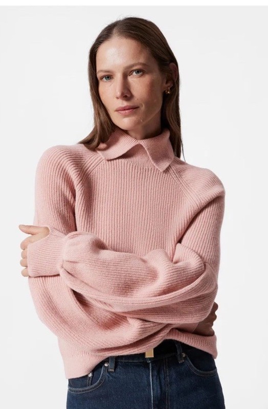 Los Angeles Atelier & Other Stories Collared Puff-Sleeve Sweater 100% Wool Sz M