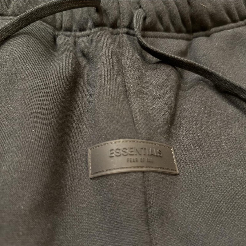 Essentials Men's Black Sweat Shorts Pockets Drawstring Elastic Waist Logo gallery