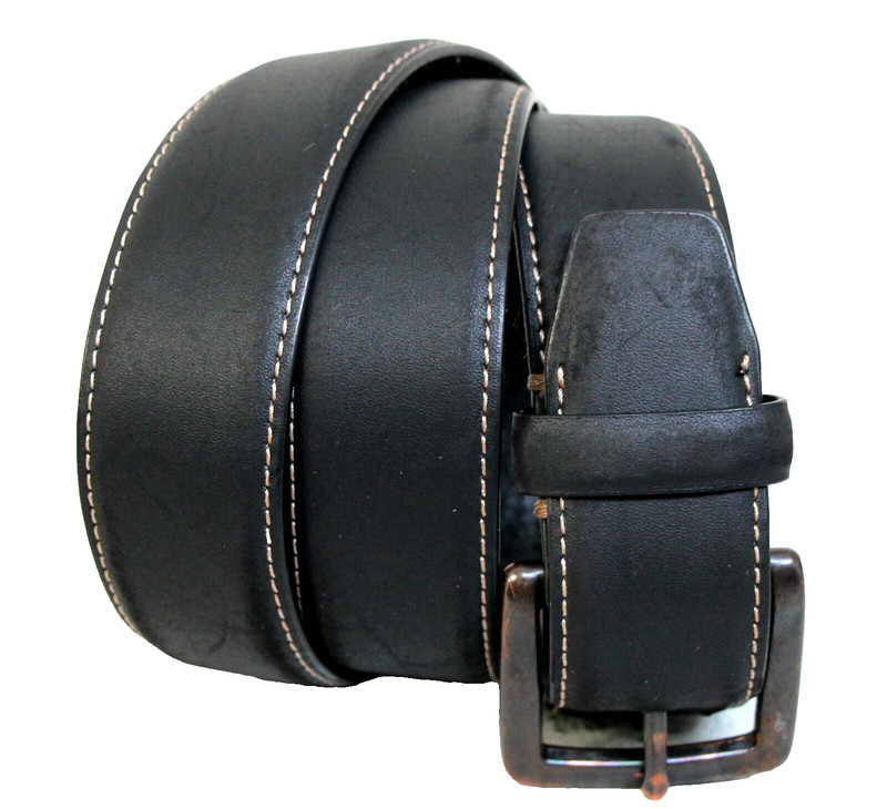 Columbia BLACK GENUINE LEATHER+PVC 1 3/8″Wd CASUAL DRESS MEN’S BELT Sz 36 (F47