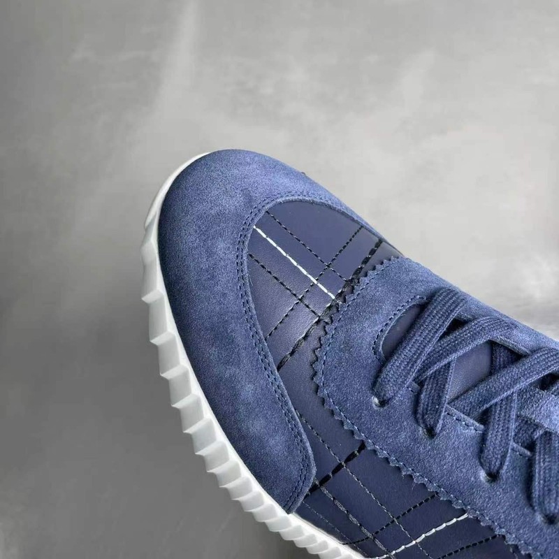 Hermes Bouncing Sneakers Navy Blue Leather Suede Men's Low Top Trainers gallery