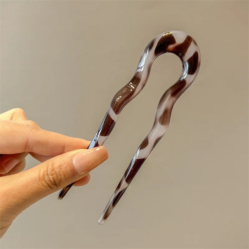 U-Shaped Hair Fork Tortoiseshell Acetate Acrylic Hairpin Fashion Hair Stick gallery
