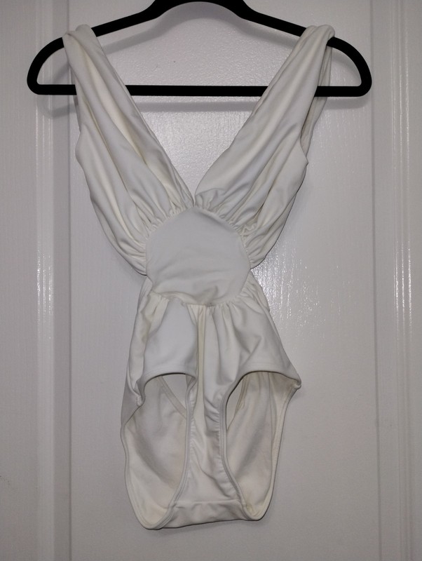 New Brazilian Lenny Swimsuit, White Plunging Neckline Women’s Size M
