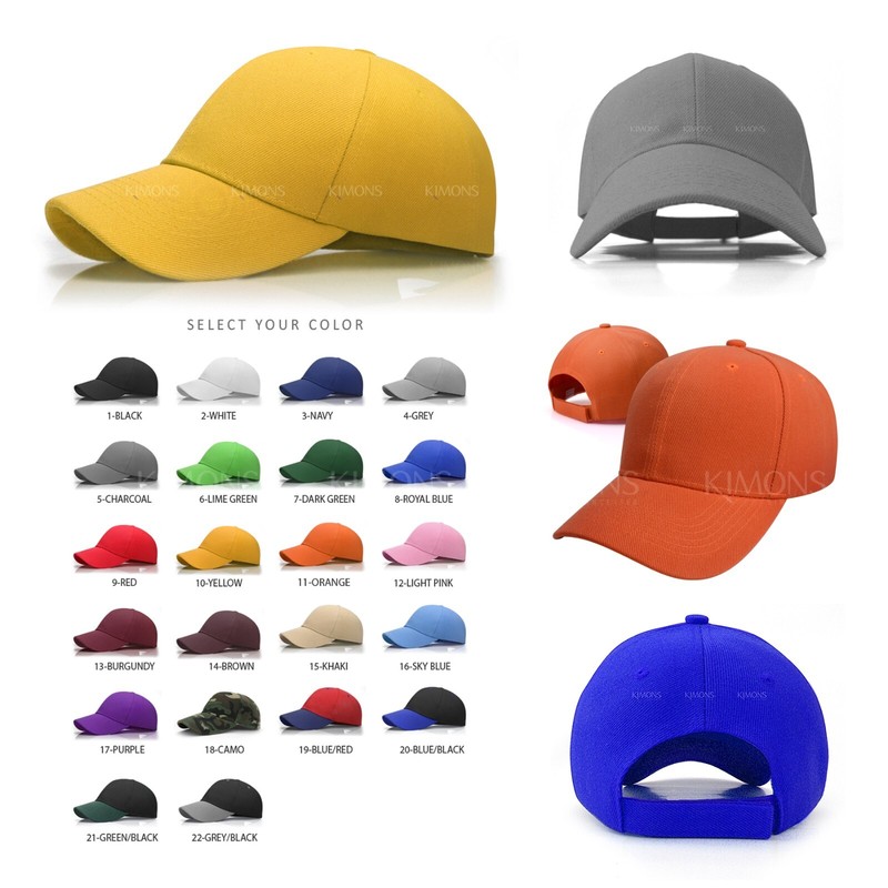 Plain Baseball Cap Solid Color Blank Army Hat Ball Men Women Hook-N-Loop VC wool gallery