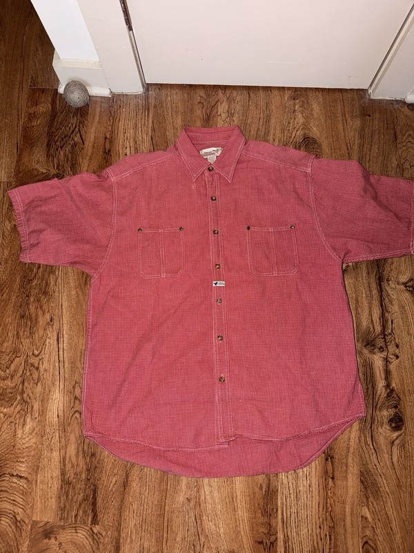 Ducks Unlimited Men's XL Red Check Short Sleeve Button-Up Cotton Shirt Pockets gallery