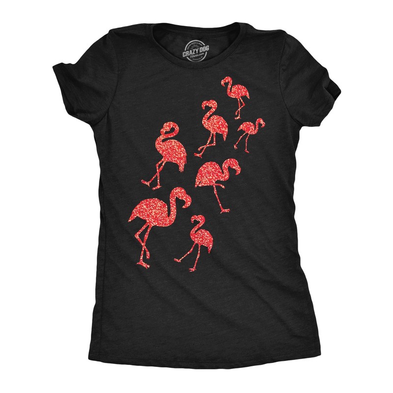 Womens Glitter Flamingos T Shirt Funny Cute Top Vacation Graphic Novelty Tee for