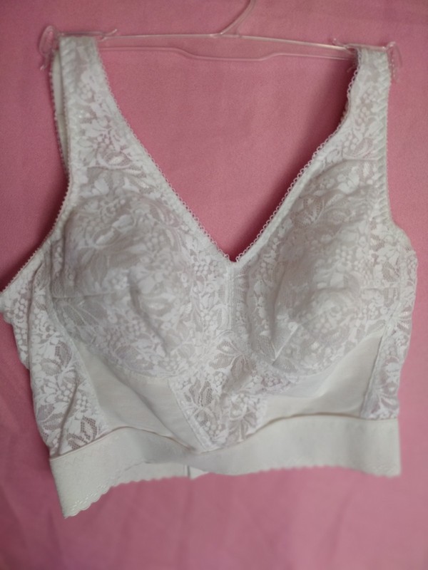 Trulife Naturalwear 38B Mastectomy Bra Chelsea 98 White Lace Long Line