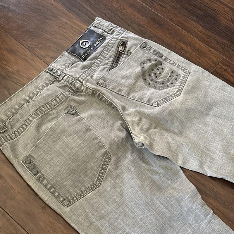 Cain & Abel Men’s Gray Straight Leg Jeans Light Wash Mid Rise Denim Zip 5-Pocket